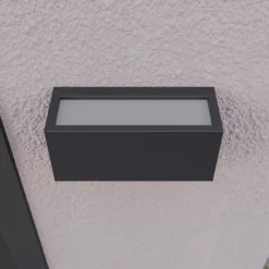 Aplique para exterior Lucande Bente, color antracita, 25 cm de ancho, IP54