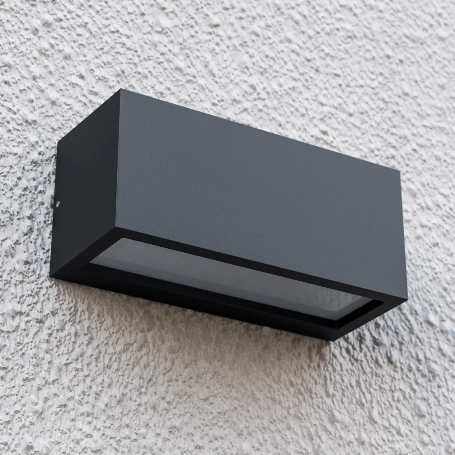 Aplique para exterior Lucande Bente, color antracita, 25 cm de ancho, IP54