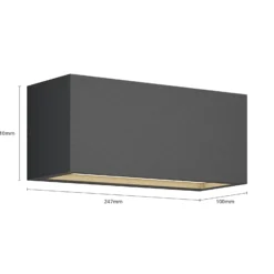 Aplique para exterior Lucande Bente, color antracita, 25 cm de ancho, IP54