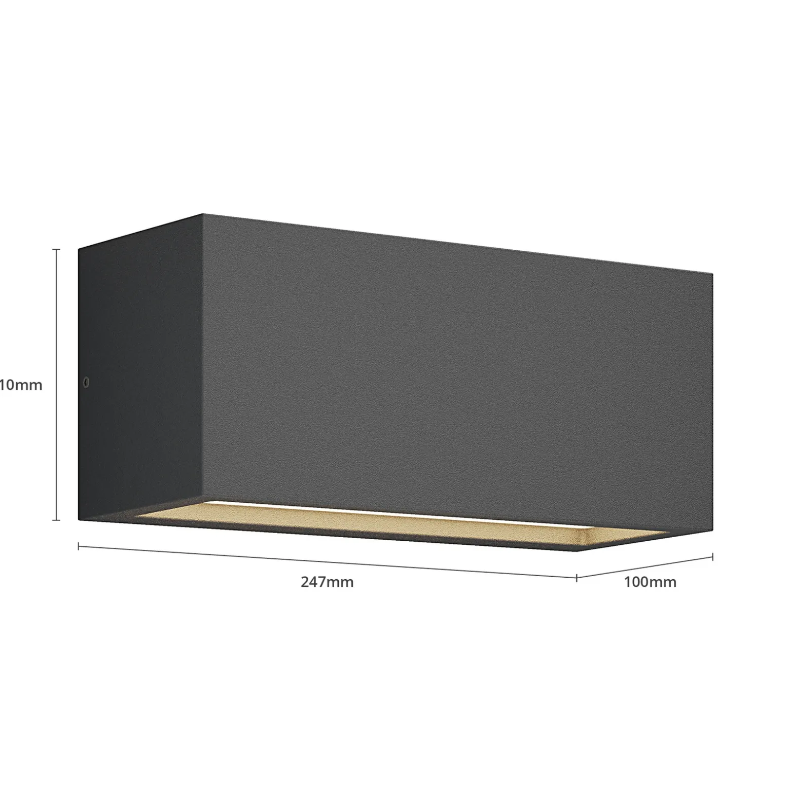 Aplique para exterior Lucande Bente, color antracita, 25 cm de ancho, IP54