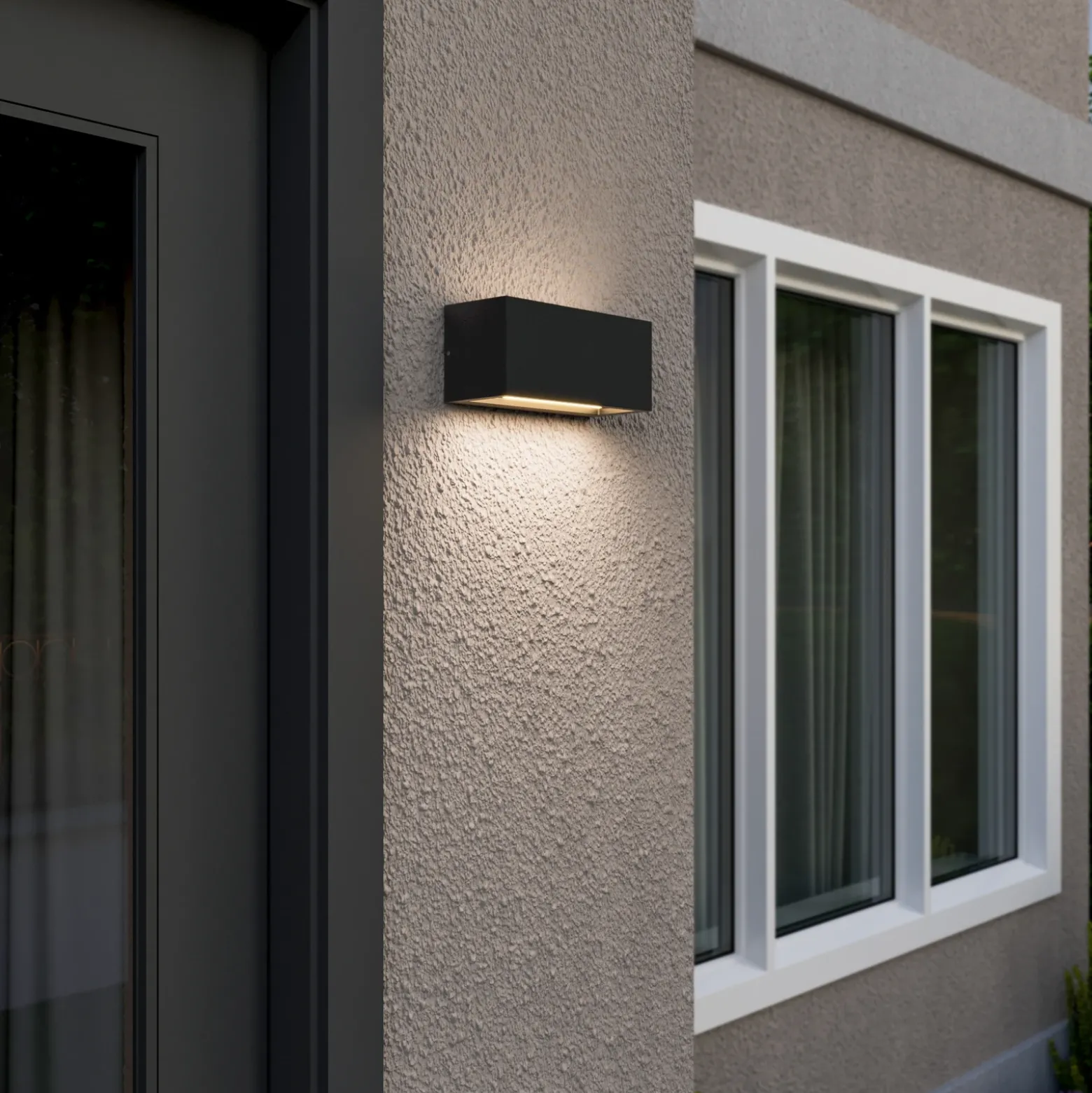 Aplique para exterior Lucande Bente, color antracita, 25 cm de ancho, IP54
