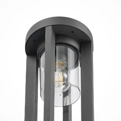 Aplique para exterior Lucande Overa, gris, metal, 42 cm, IP44, E27