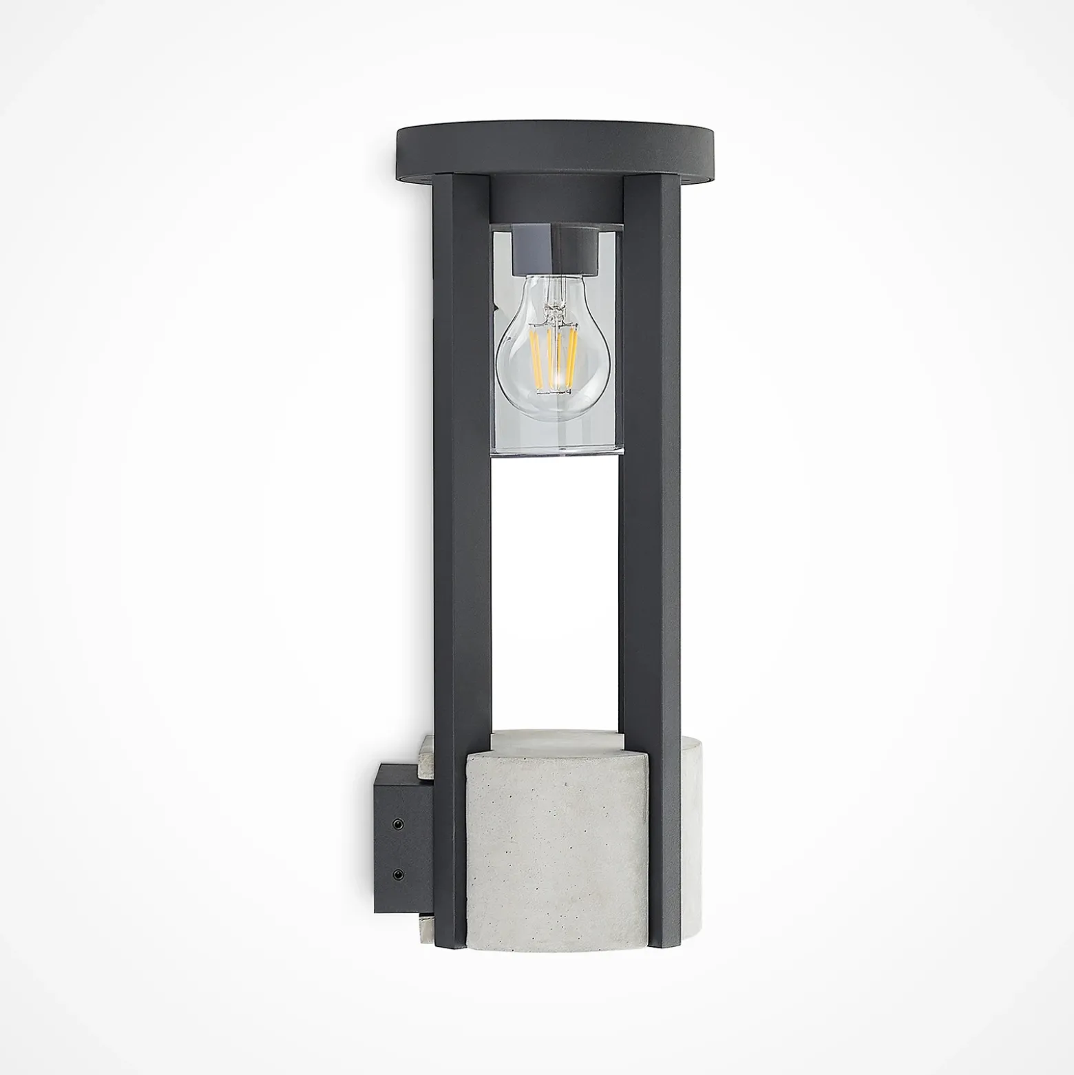 Aplique para exterior Lucande Overa, gris, metal, 42 cm, IP44, E27