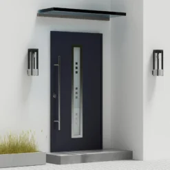 Aplique para exterior Lucande Overa, gris, metal, 42 cm, IP44, E27