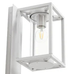 Aplique para exterior Lucande Ferda, portalámpara inferior, gris claro, IP44