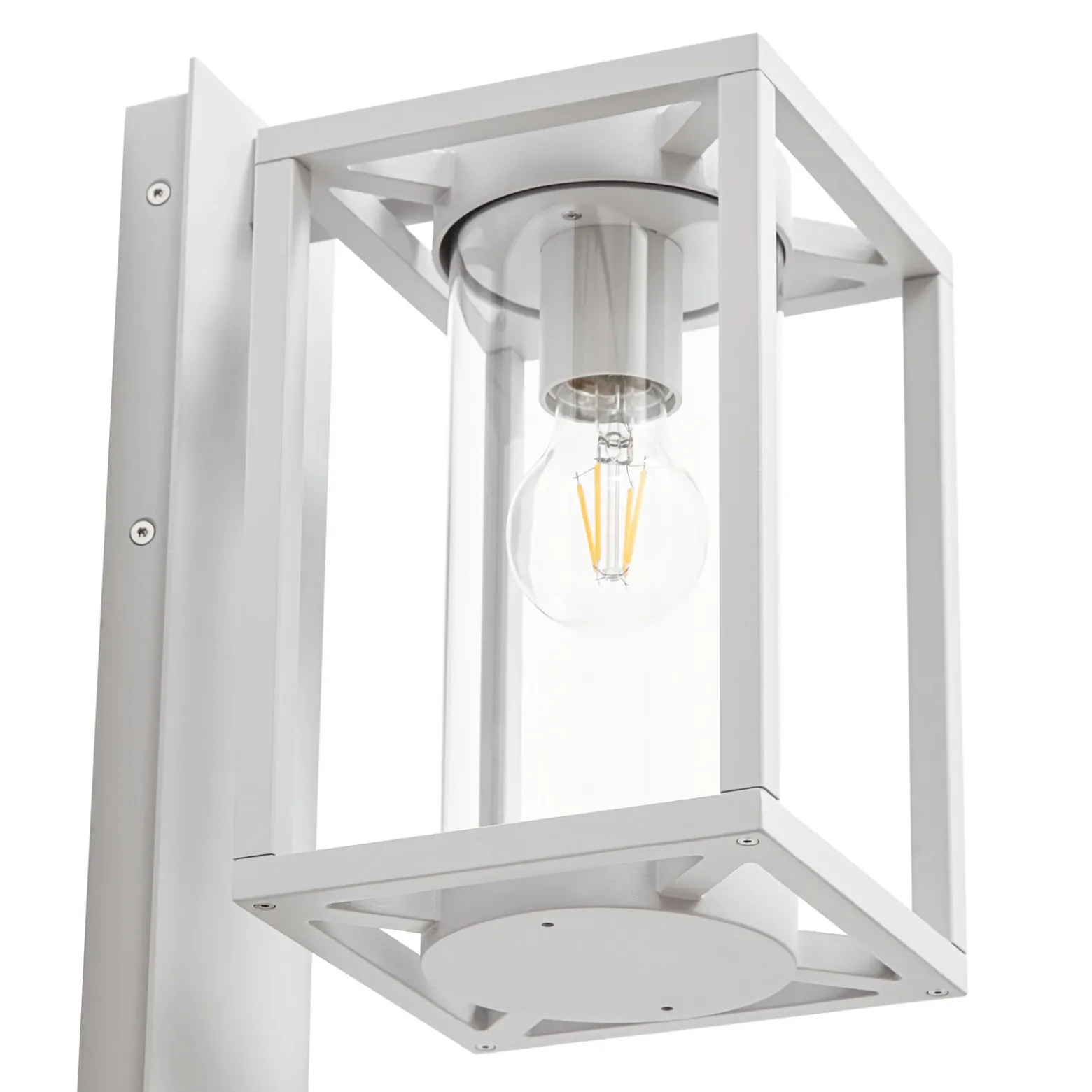 Aplique para exterior Lucande Ferda, portalámpara inferior, gris claro, IP44