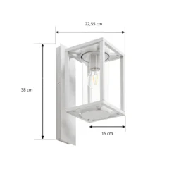 Aplique para exterior Lucande Ferda, portalámpara inferior, gris claro, IP44