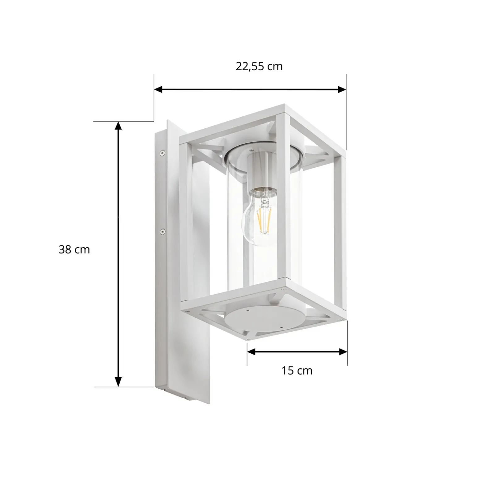 Aplique para exterior Lucande Ferda, portalámpara inferior, gris claro, IP44