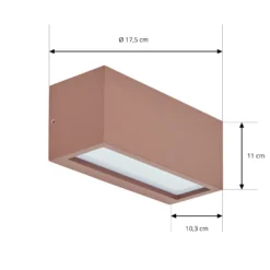 Aplique para exterior Lucande Bente, color óxido, ancho 25 cm, IP54