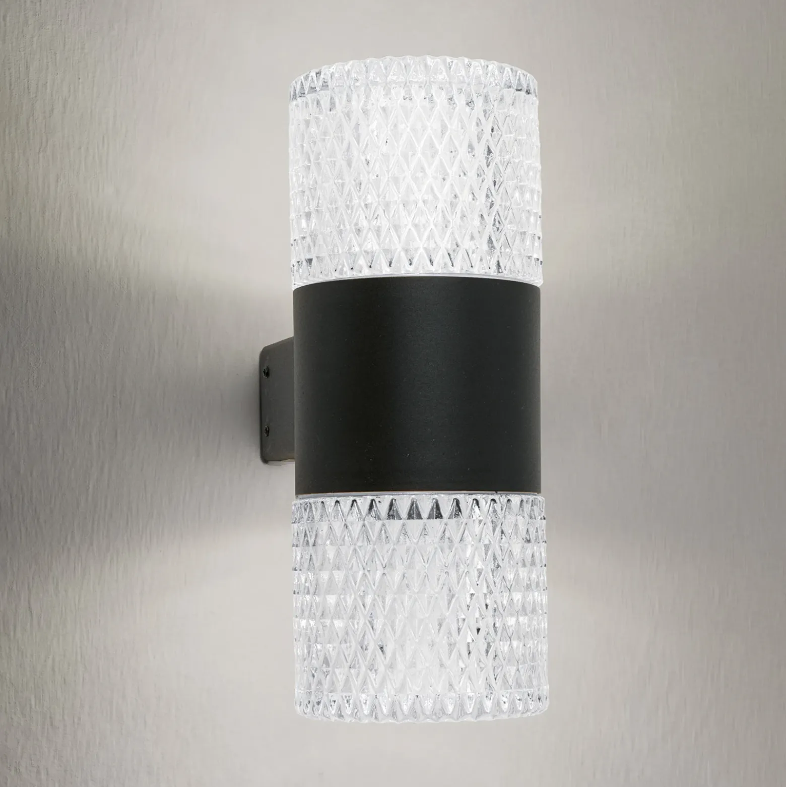 Aplique para exterior Mondo, negro, altura 20,4 cm, aluminio, 2 luces.