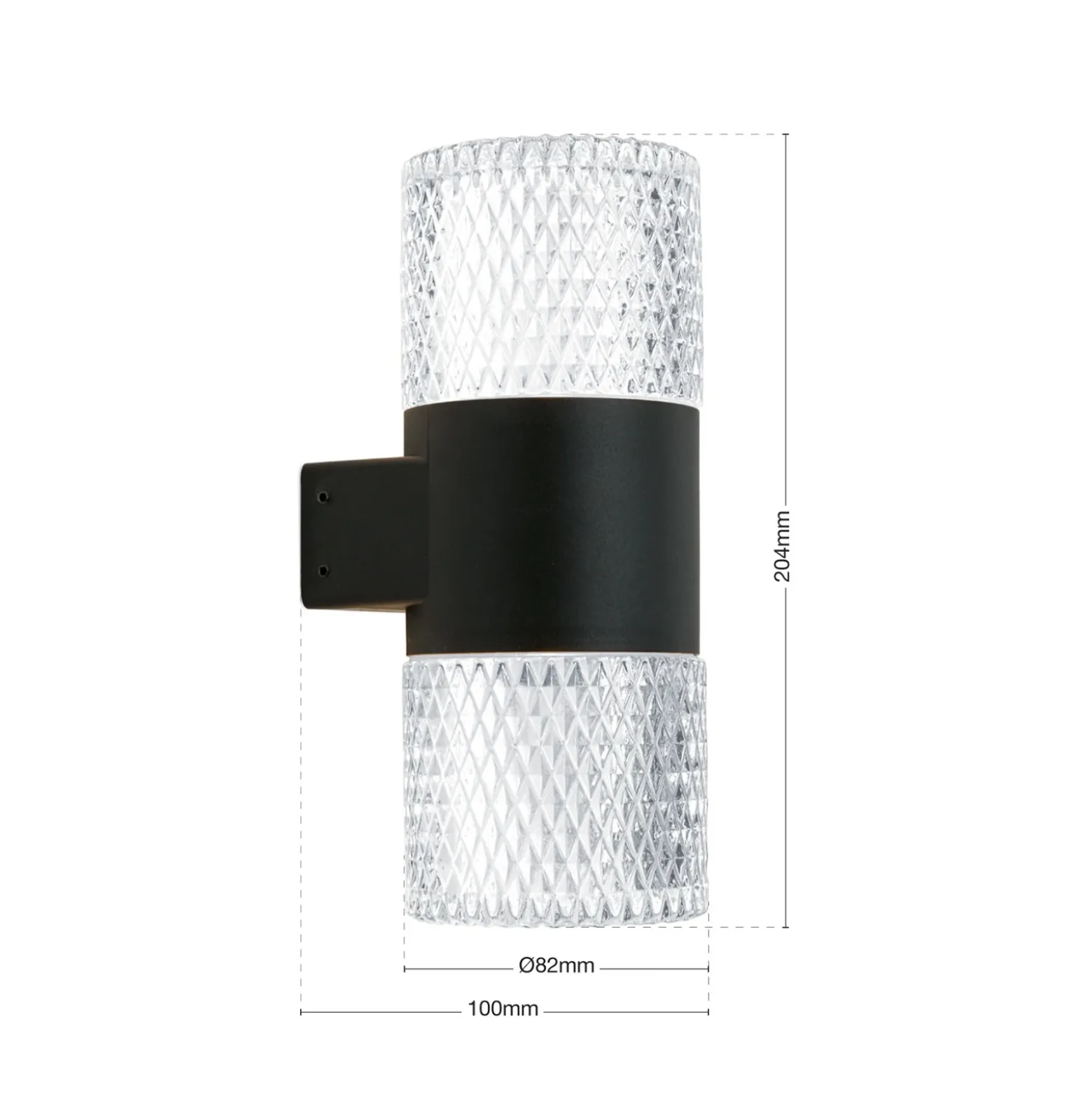 Aplique para exterior Mondo, negro, altura 20,4 cm, aluminio, 2 luces.