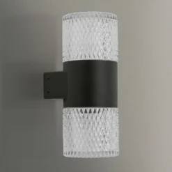 Aplique para exterior Mondo, negro, altura 20,4 cm, aluminio, 2 luces.