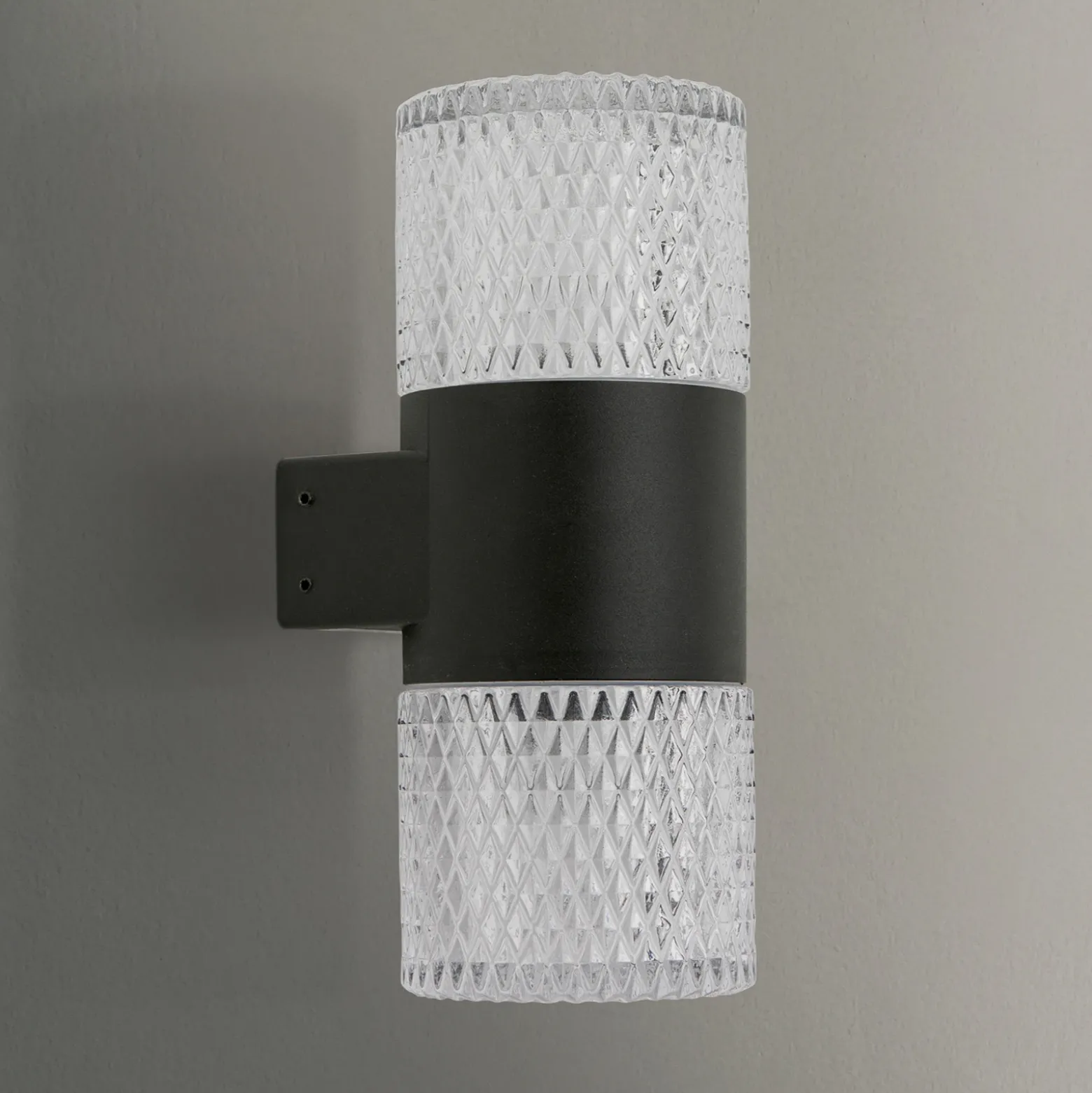 Aplique para exterior Mondo, negro, altura 20,4 cm, aluminio, 2 luces.