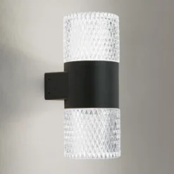 Aplique para exterior Mondo, negro, altura 20,4 cm, aluminio, 2 luces.