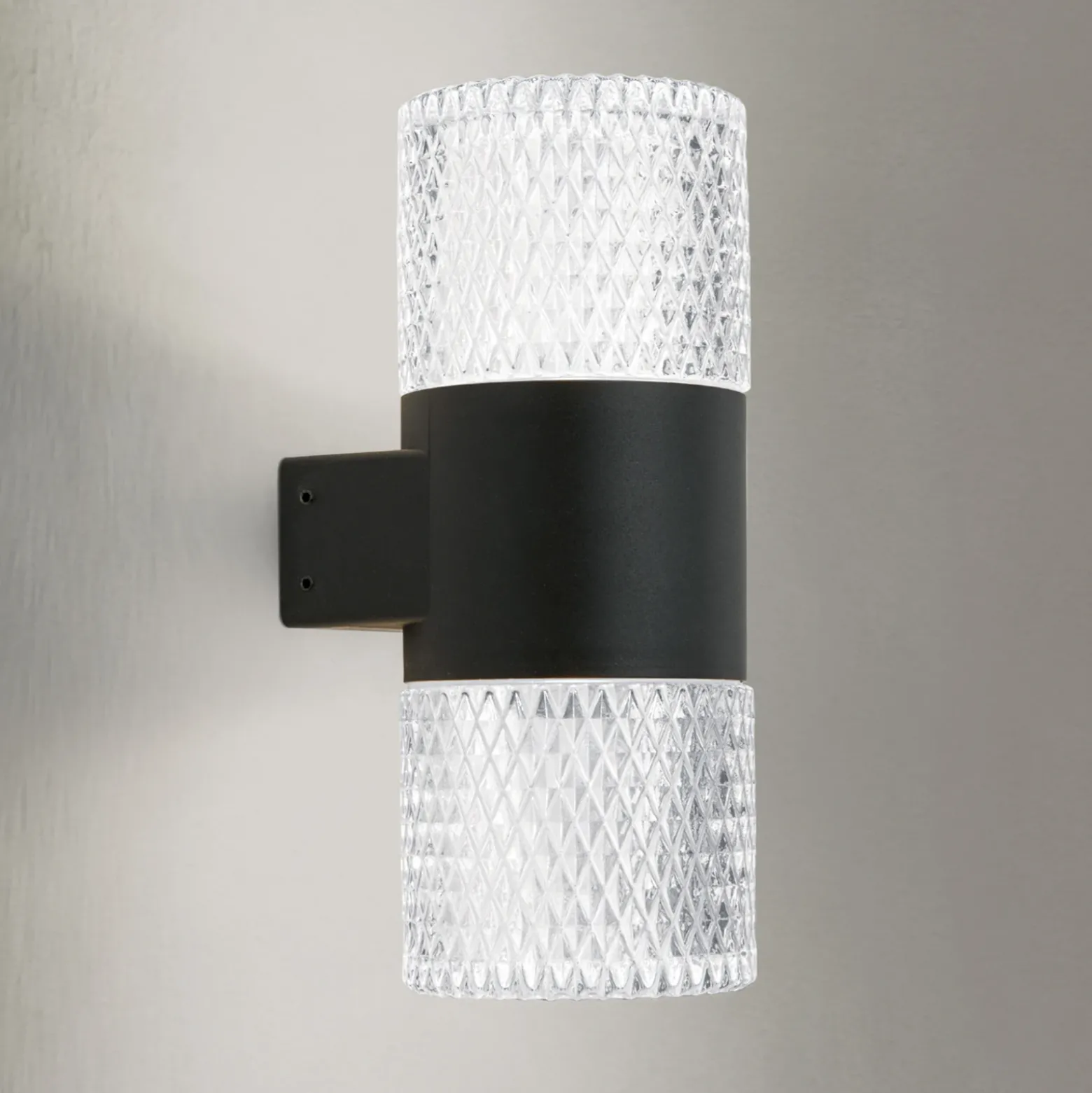 Aplique para exterior Mondo, negro, altura 20,4 cm, aluminio, 2 luces.