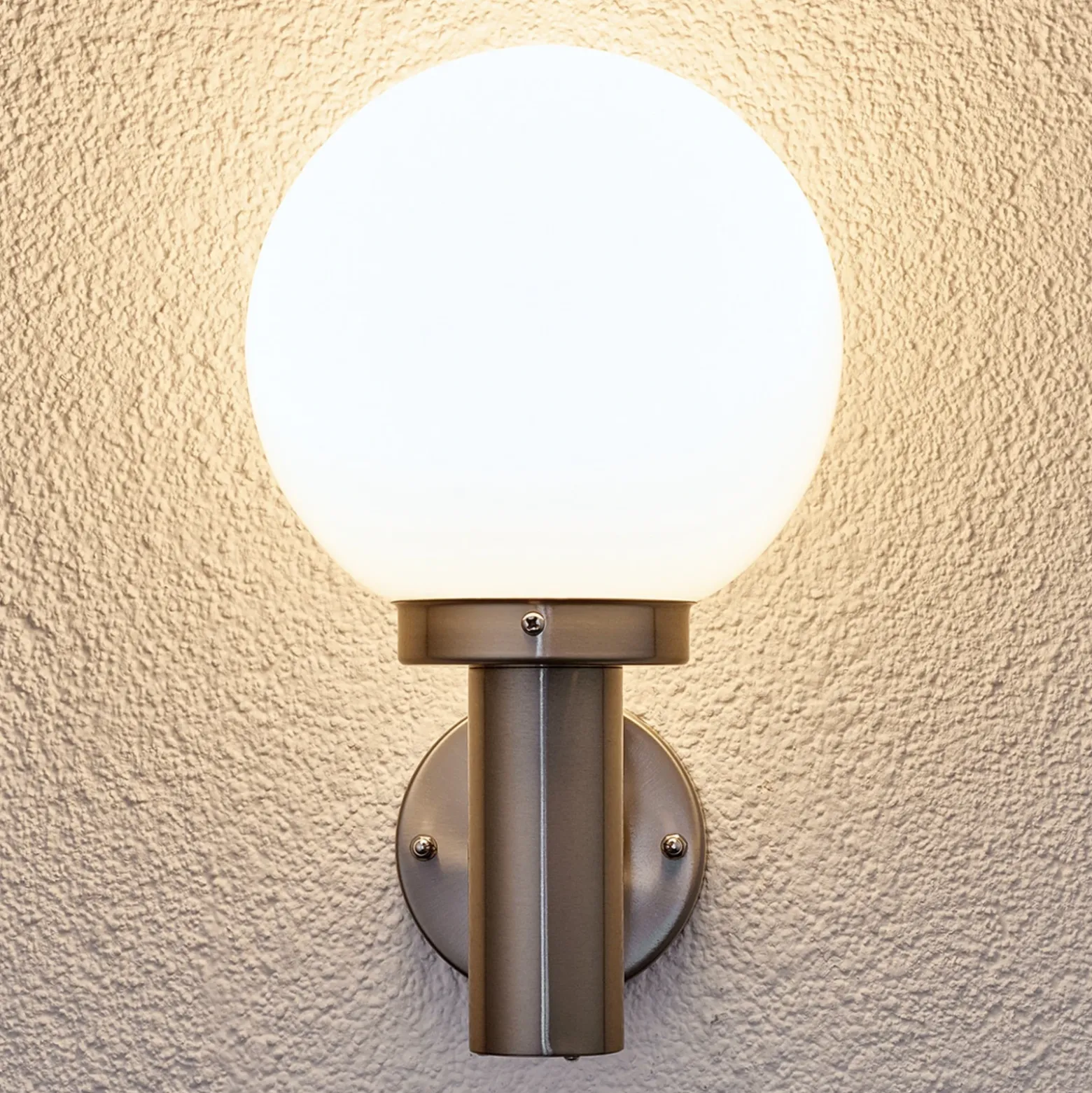 Aplique para exterior Nada de Lindby, acero inoxidable, cristal, 32 cm de