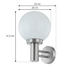 Aplique para exterior Nada de Lindby, acero inoxidable, cristal, 32 cm de