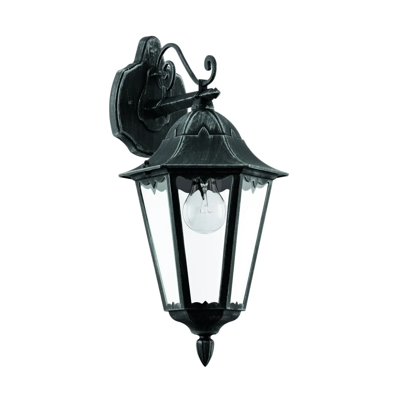 Aplique para exterior Navedo, negro/plata, altura 47 cm, con luz hacia abajo