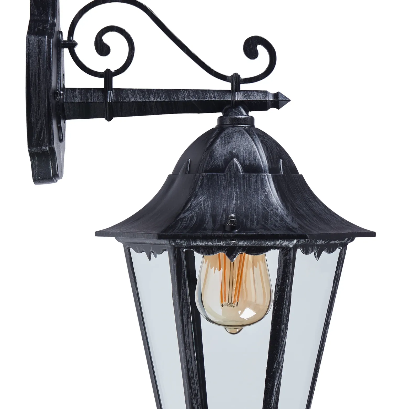 Aplique para exterior Navedo, negro/plata, altura 47 cm, con luz hacia abajo