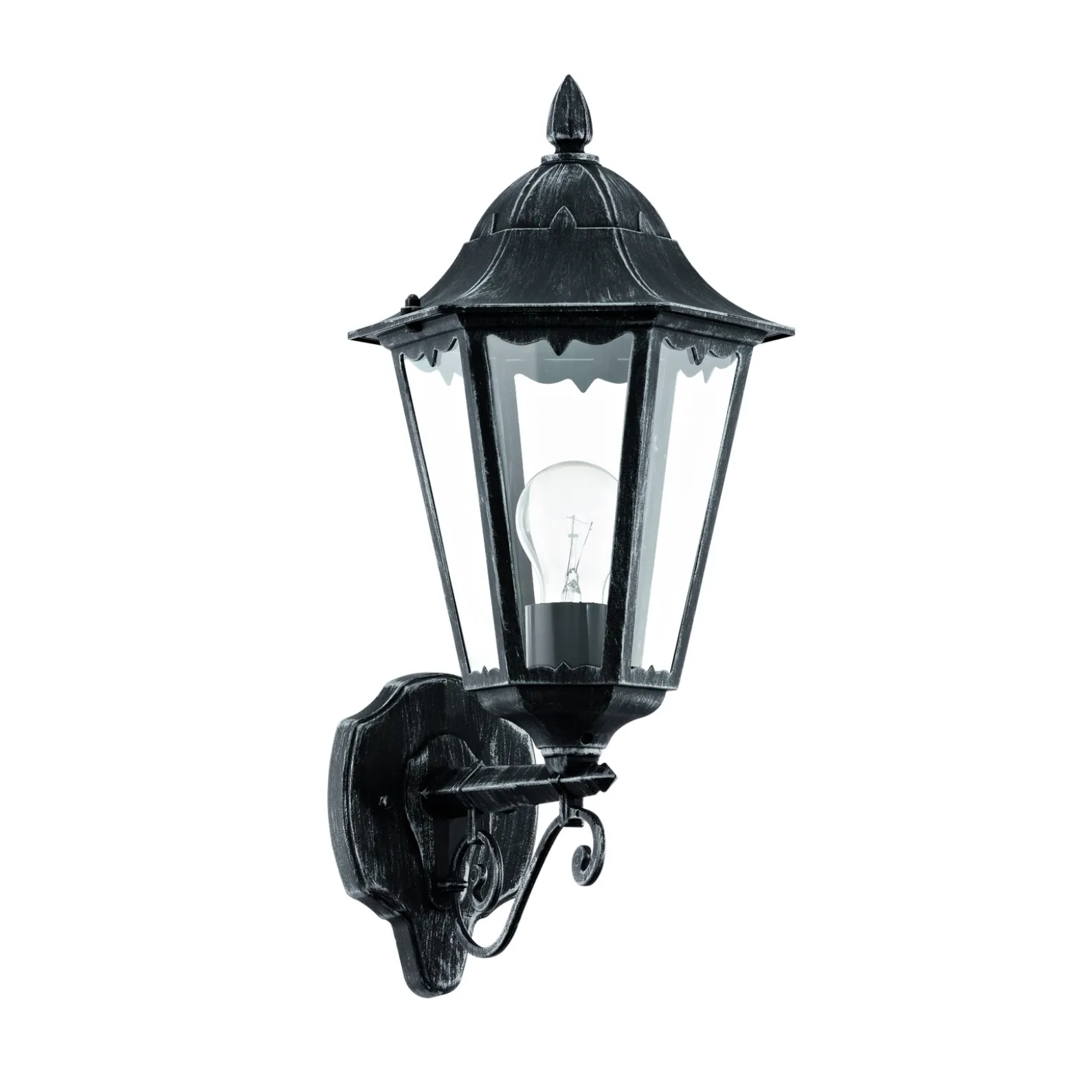 Aplique para exterior Navedo, negro/plata, altura 47 cm, con luz hacia arriba
