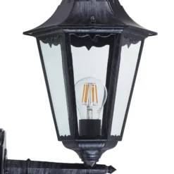 Aplique para exterior Navedo, negro/plata, altura 47 cm, con luz hacia arriba
