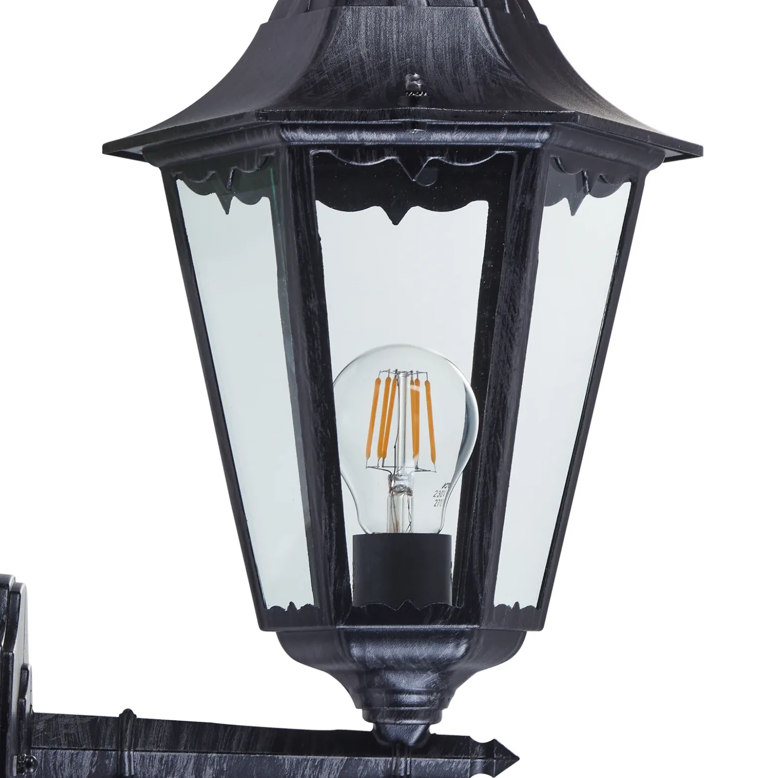 Aplique para exterior Navedo, negro/plata, altura 47 cm, con luz hacia arriba