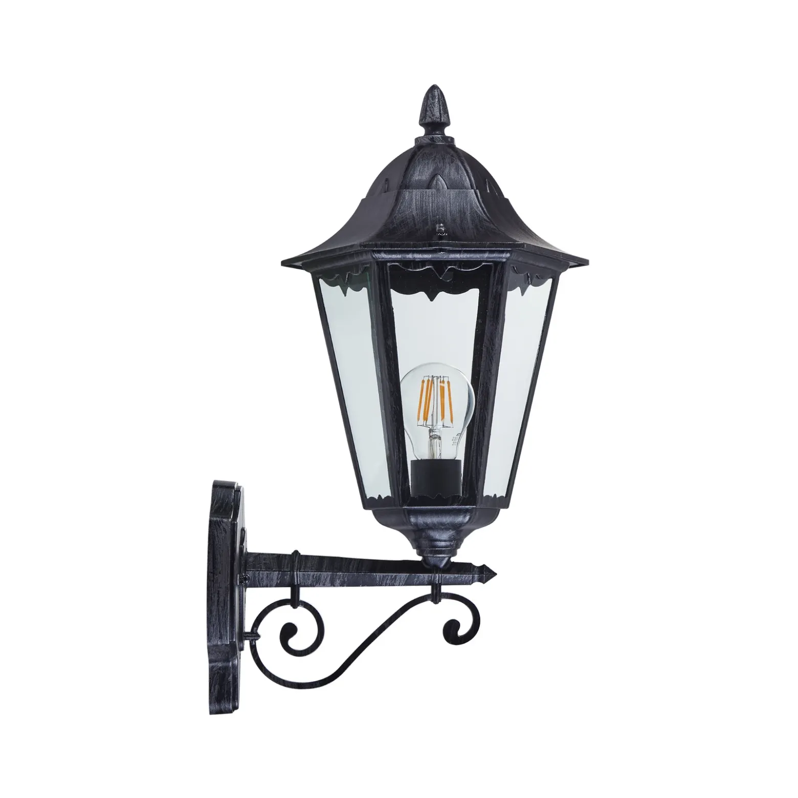 Aplique para exterior Navedo, negro/plata, altura 47 cm, con luz hacia arriba