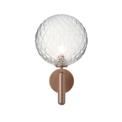 Aplique para exterior Nuura Miira, Ø 20 cm, bronce oscuro/transparente