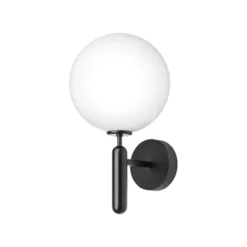 Aplique para exterior Nuura Miira, Ø 20 cm, negro/ópalo