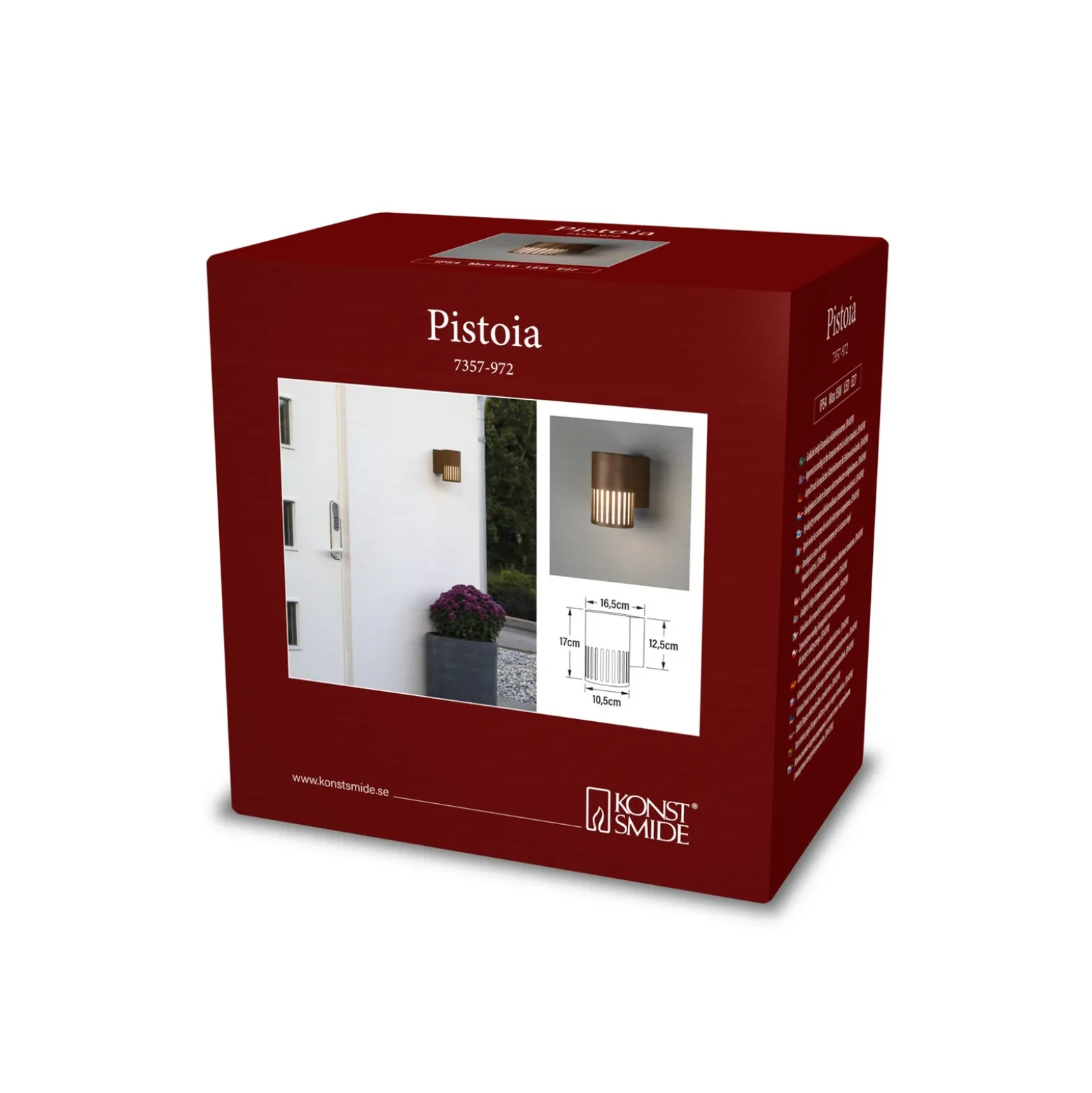 Aplique para exterior Pistoia, color óxido, altura 17 cm, metal, IP54