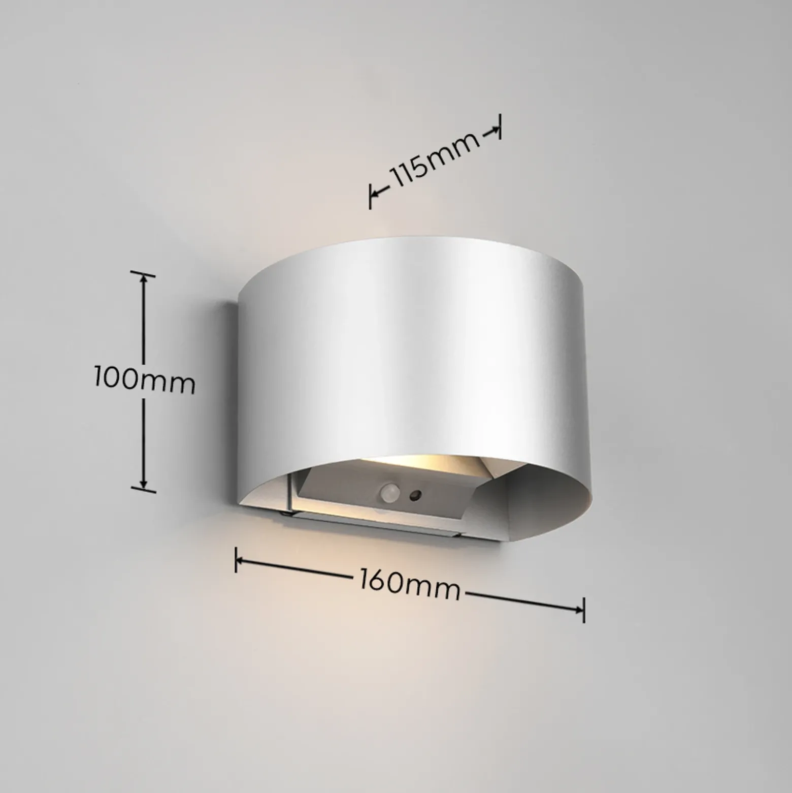 Aplique para exterior recargable LED Talent, color titanio, anchura 16 cm