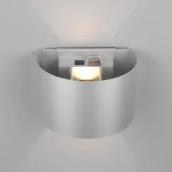 Aplique para exterior recargable LED Talent, color titanio, anchura 16 cm
