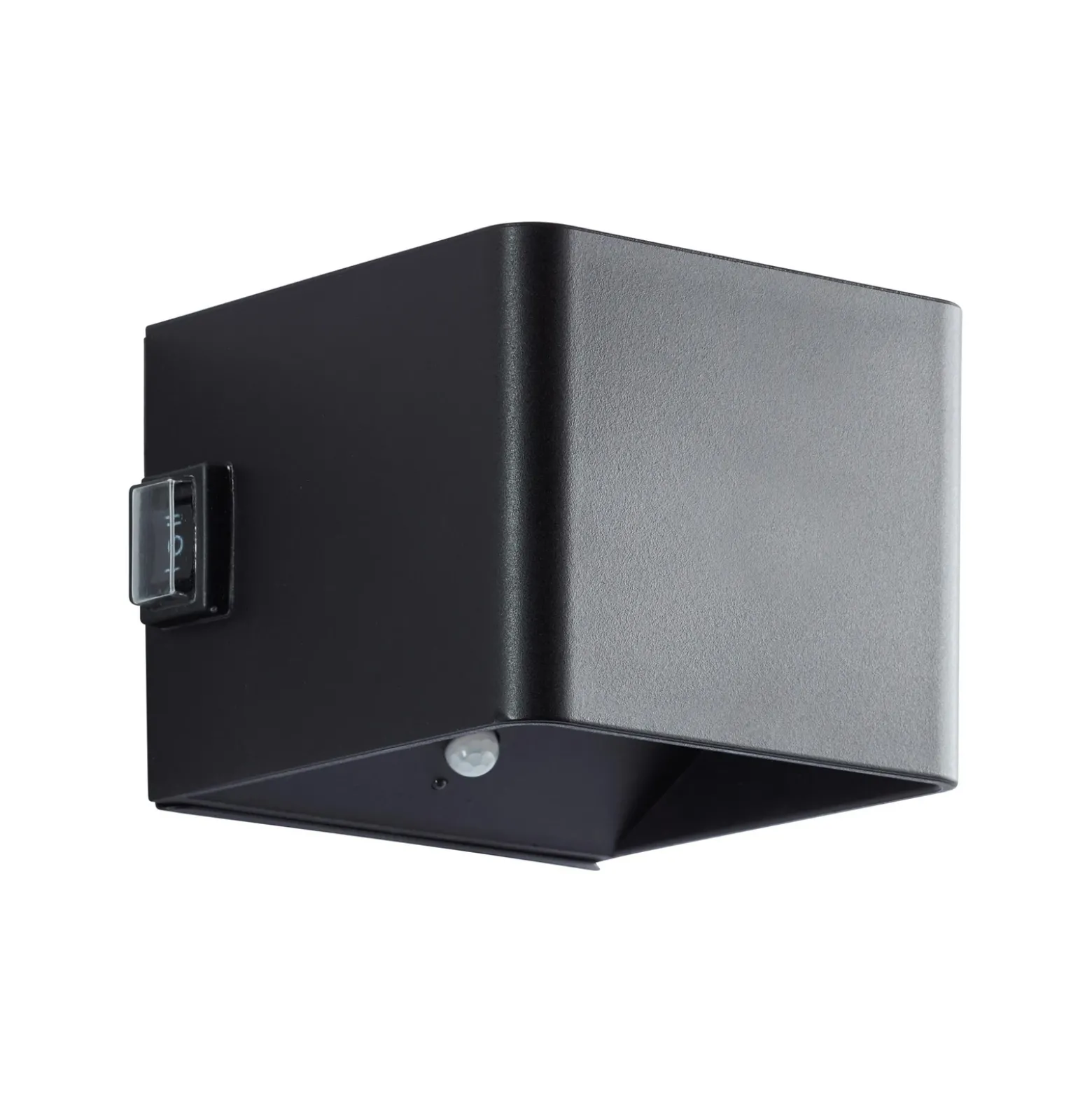 Aplique para exterior recargable LED Iseo, negro, ancho 10 cm, sensor
