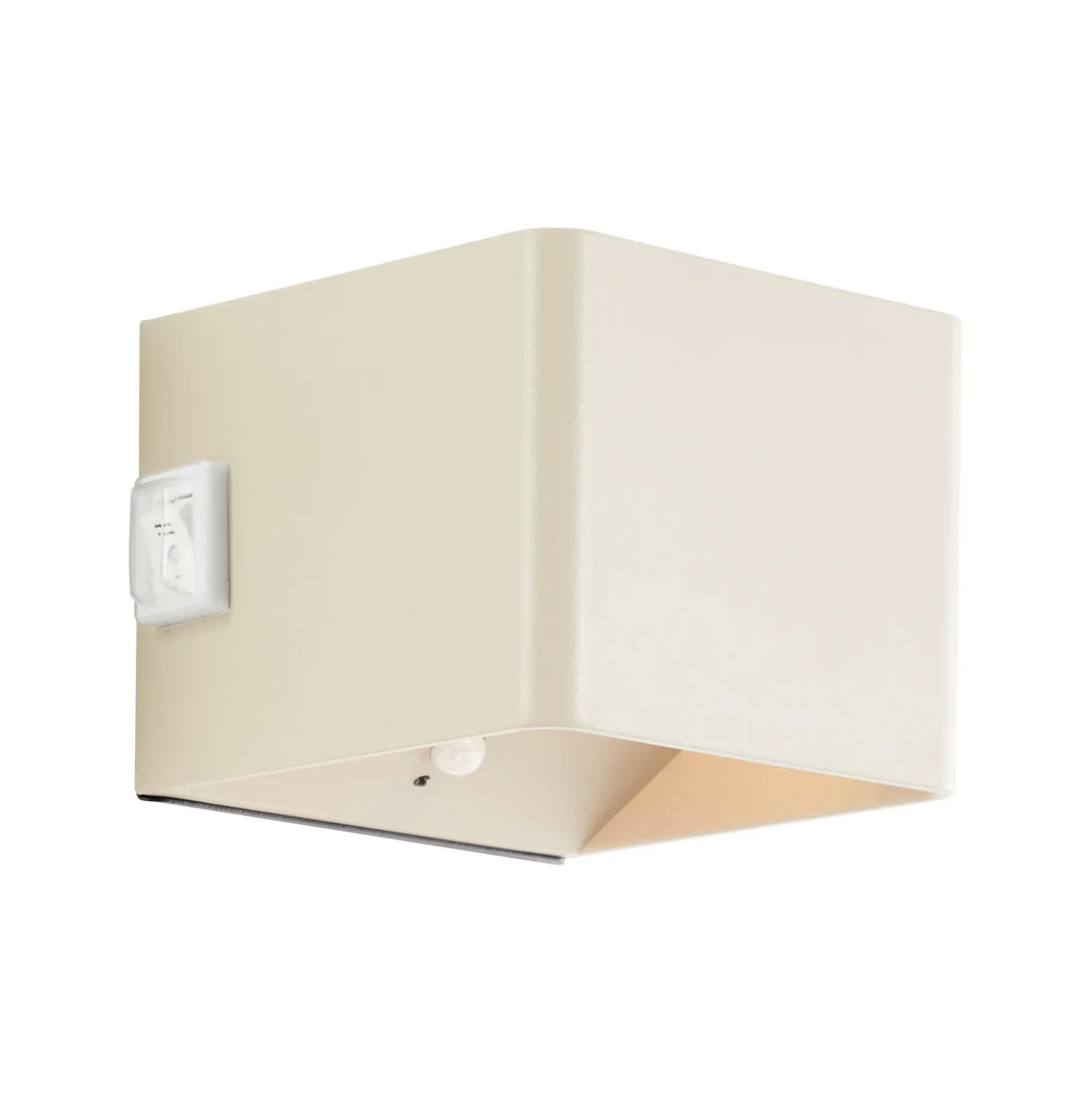 Aplique para exterior recargable LED Iseo, beige, ancho 10 cm, sensor