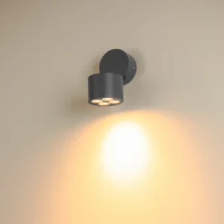 Aplique para exterior SLV LED R-Cube, antracita, aluminio, Ø 10 cm