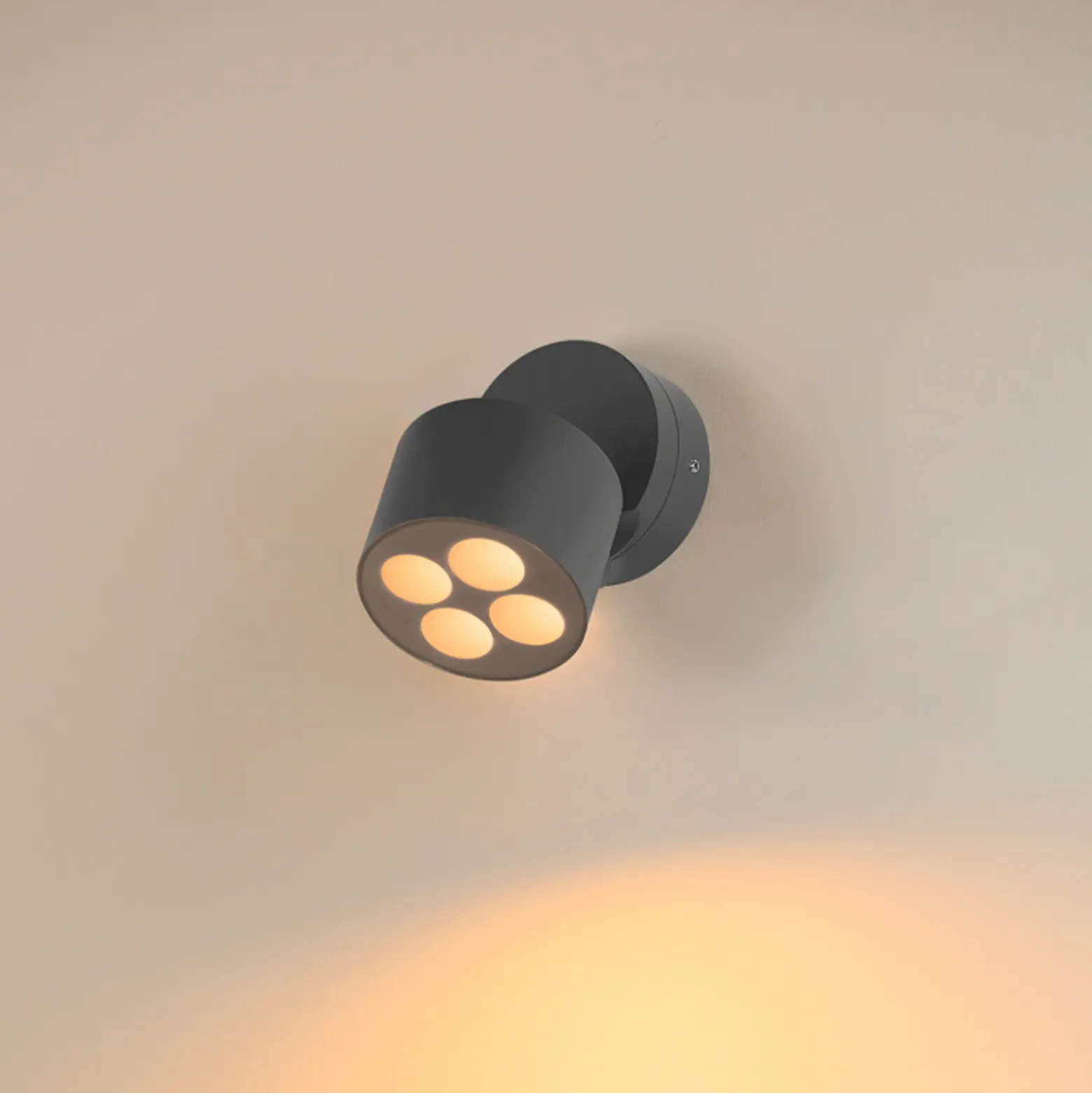 Aplique para exterior SLV LED R-Cube, antracita, aluminio, Ø 10 cm