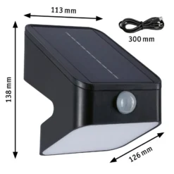 Aplique para exterior solar Lesly de Paulmann, color antracita, con sensor, IP65