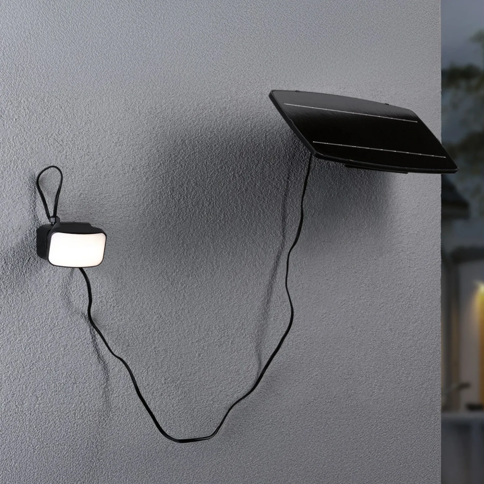 Aplique para exterior solar Paulmann Flotas, color antracita, con sensor, IP65