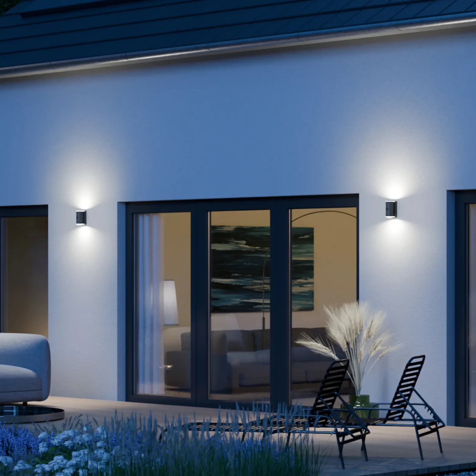 Aplique para exterior STEINEL L940, antracita, metal, 2 luces.