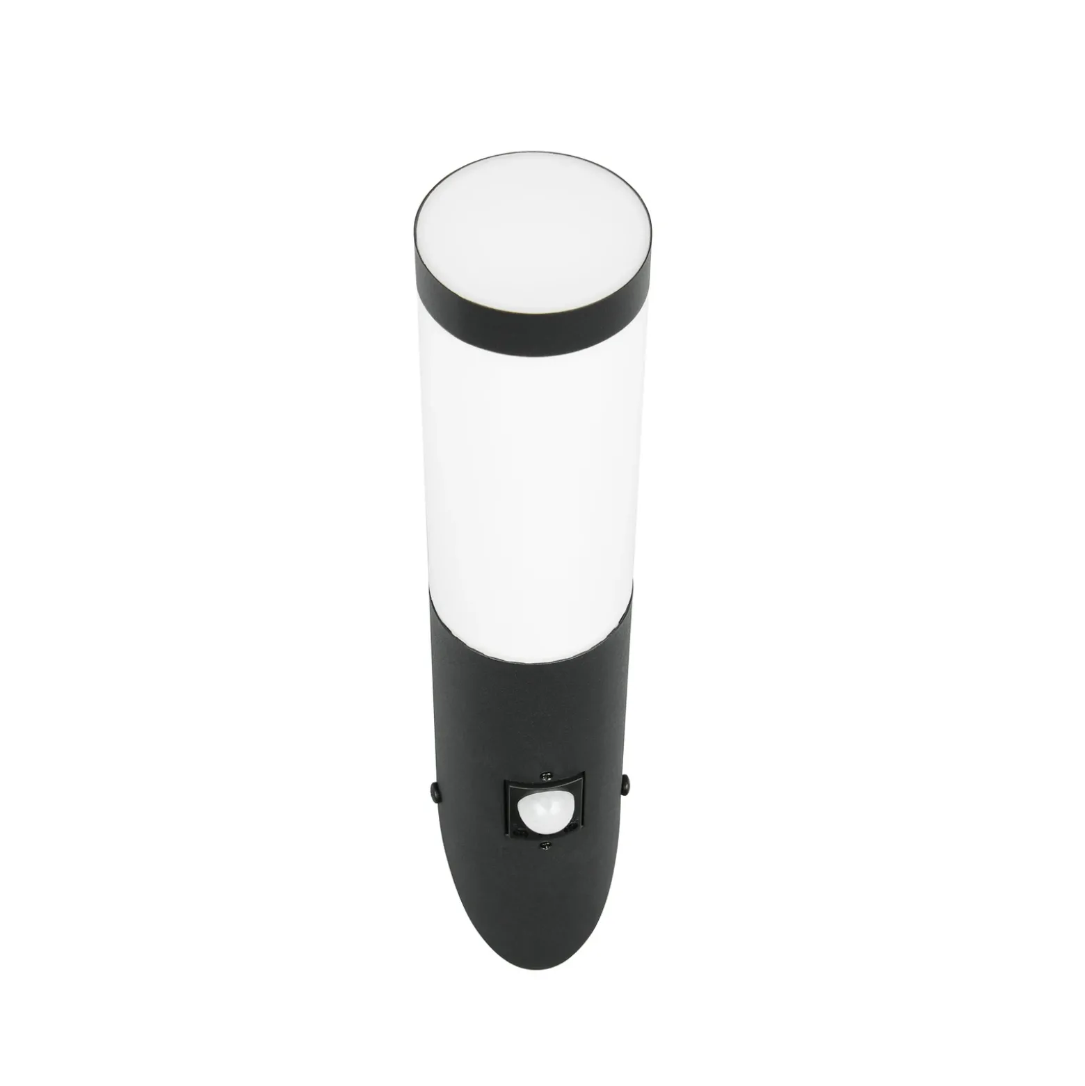 Aplique para exterior Trioto, negro mate, 39 cm de acero inoxidable, sensor