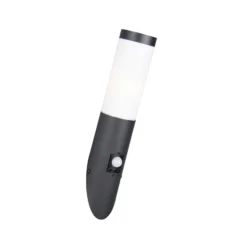 Aplique para exterior Trioto, negro mate, 39 cm de acero inoxidable, sensor