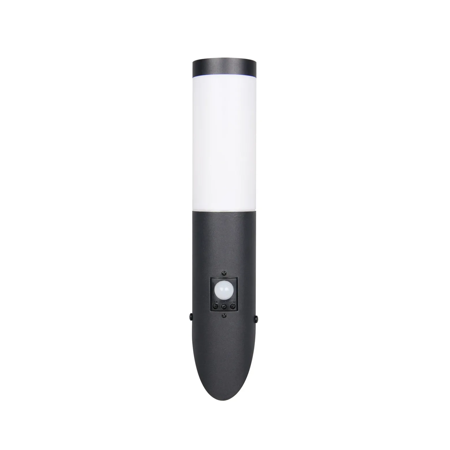 Aplique para exterior Trioto, negro mate, 39 cm de acero inoxidable, sensor