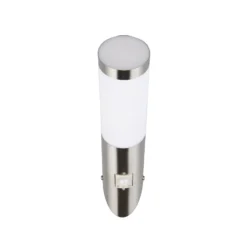 Aplique para exterior Trioto, color níquel, acero inoxidable de 39 cm, sensor