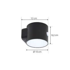 Aplique solar LED Lindby Amren, negro, ABS, sensor