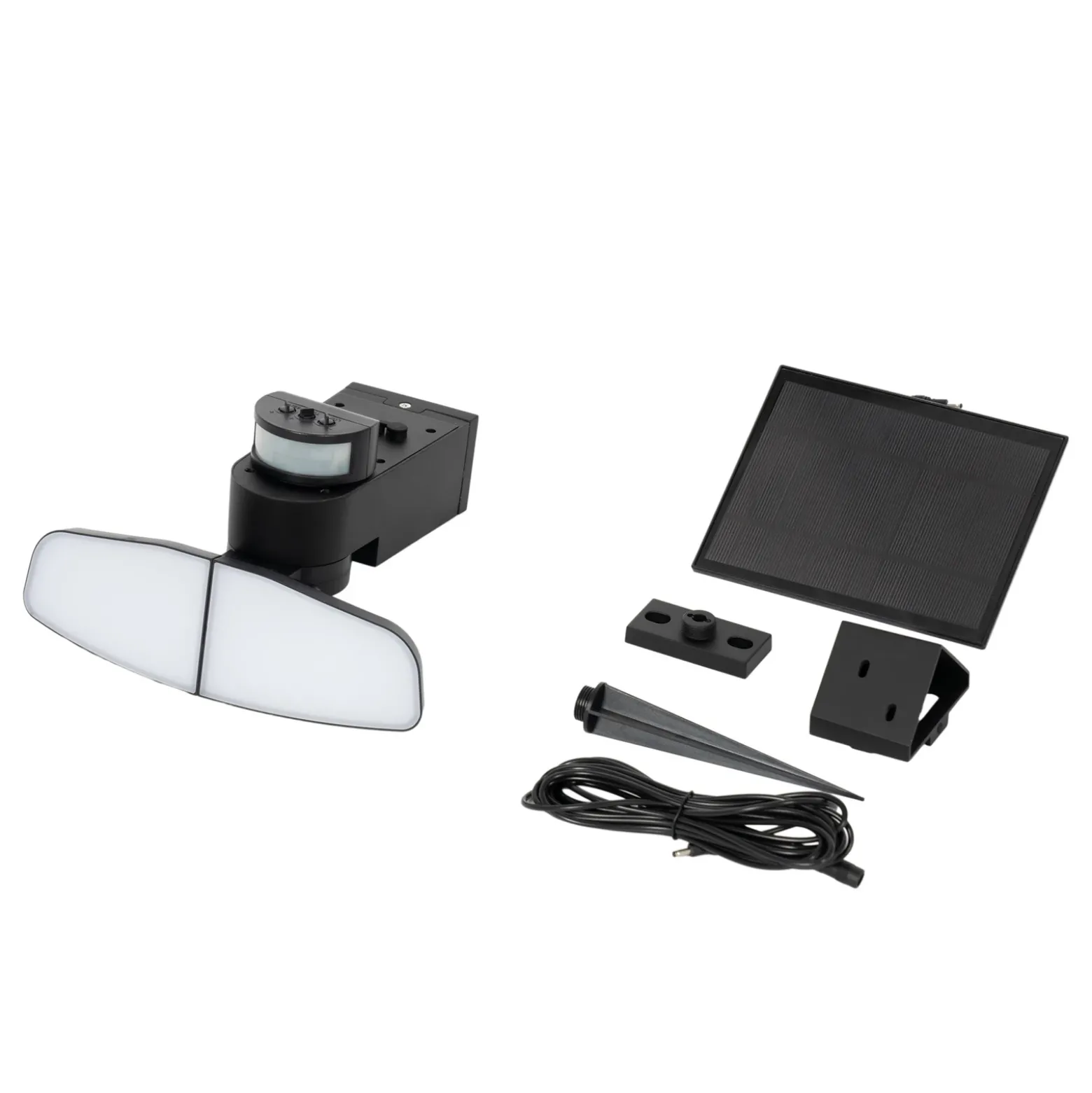Aplique solar LED Lindby Naelin, negro, sensor, IP44