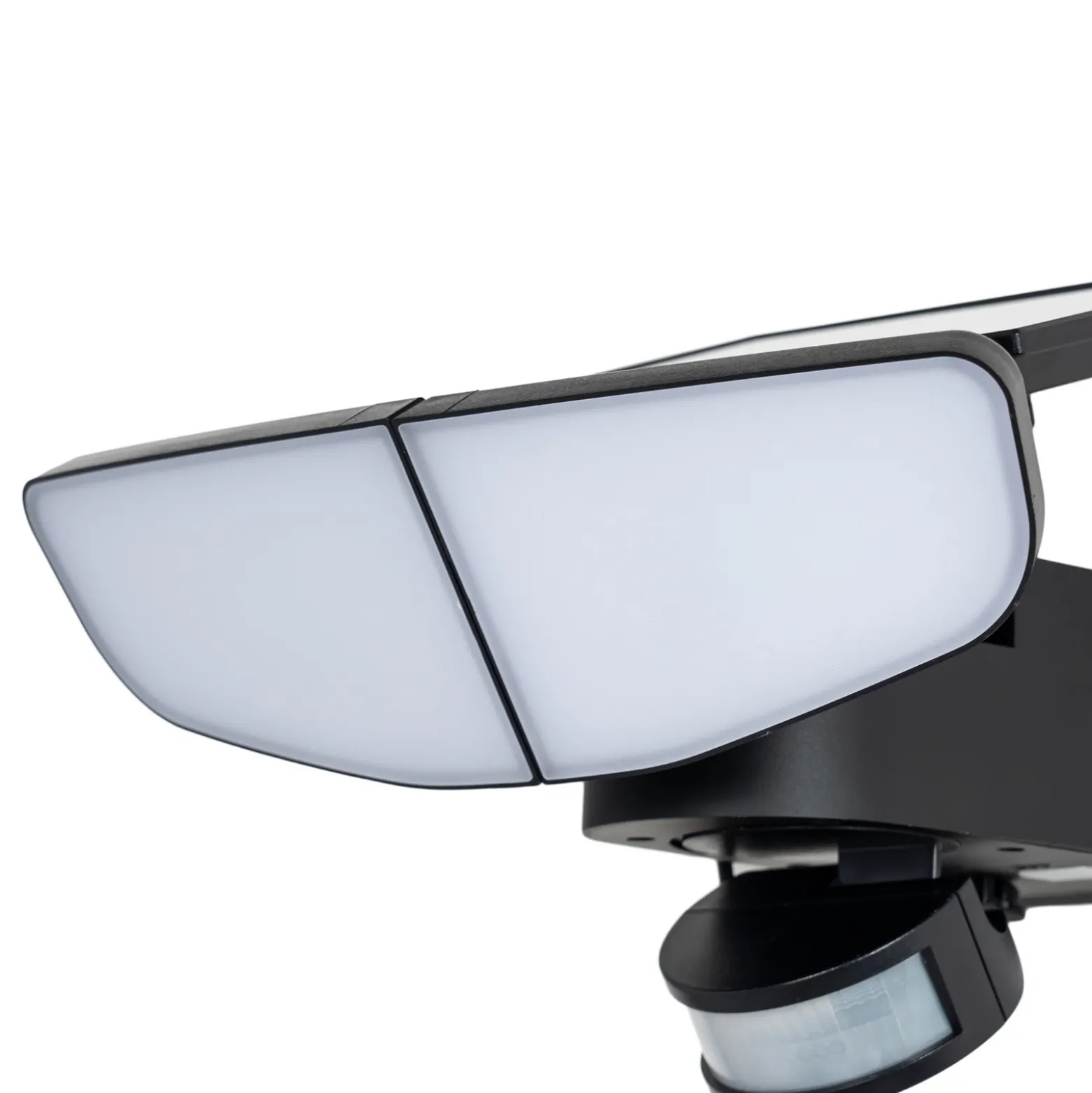 Aplique solar LED Lindby Naelin, negro, sensor, IP44