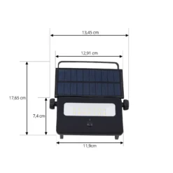 Aplique solar LED Lindby Rikard, negro, acero inoxidable