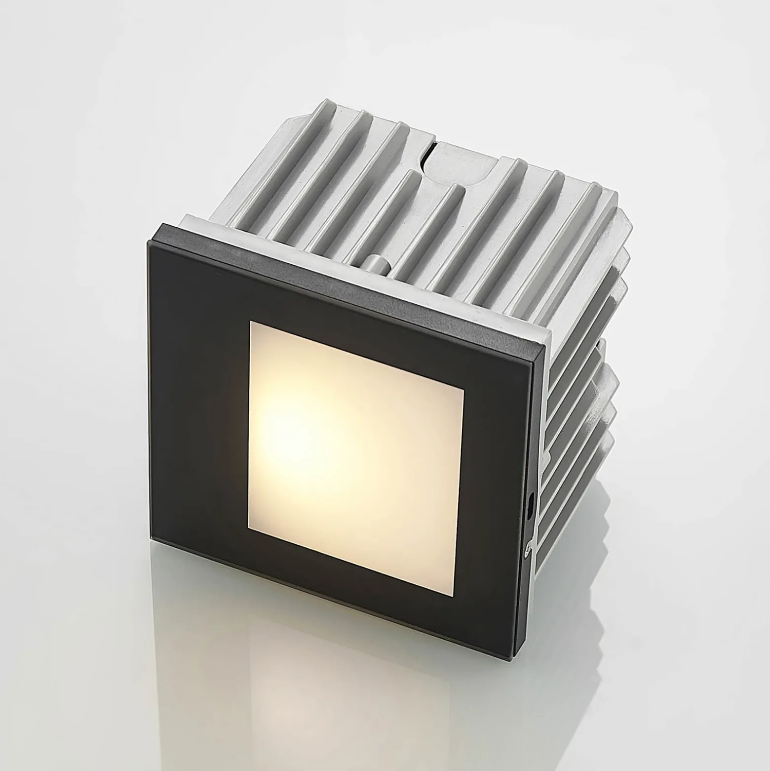 Arcchio Aplique LED empotrable Zamo, negro, 11 cm, IP65