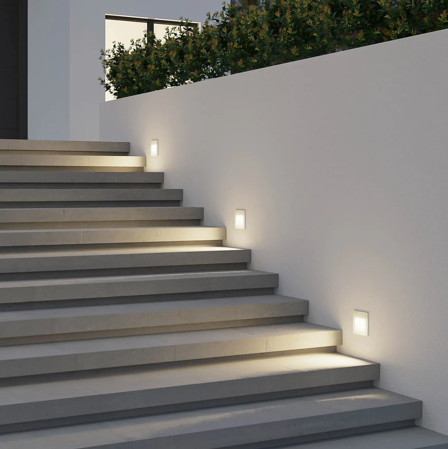 Arcchio Aplique LED empotrable Zamo, lamas, blanco, metal, IP65