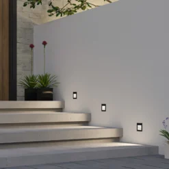 Arcchio Aplique LED empotrable Zamo, lamas, negro, IP65